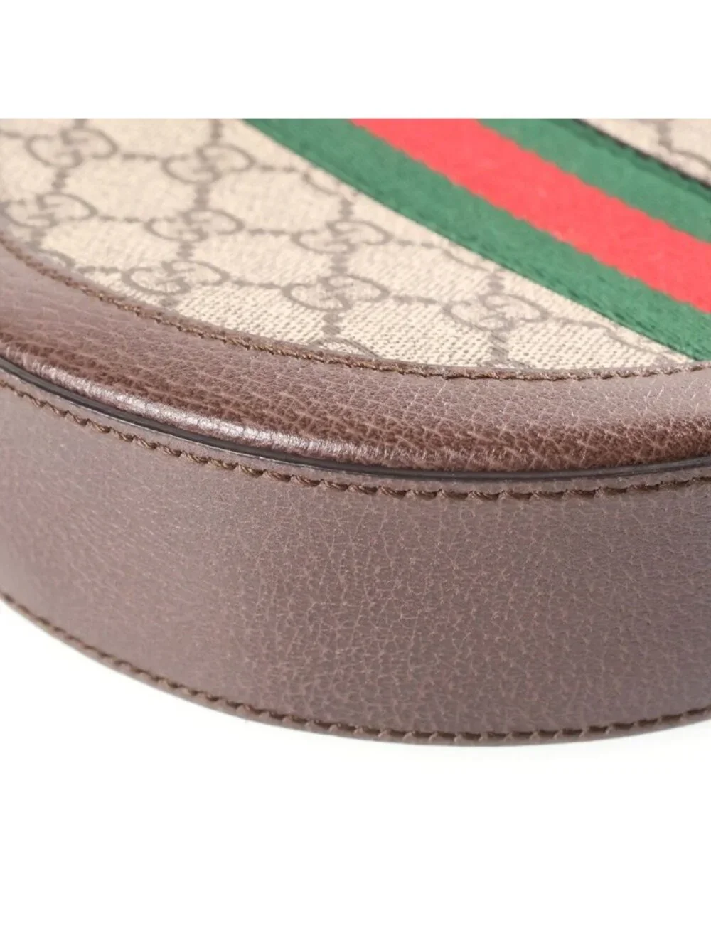 Gucci Ophidia GG Mini Sherry Line Leather Round Shoulder Bag Brown Beige